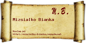Mizsialko Bianka névjegykártya